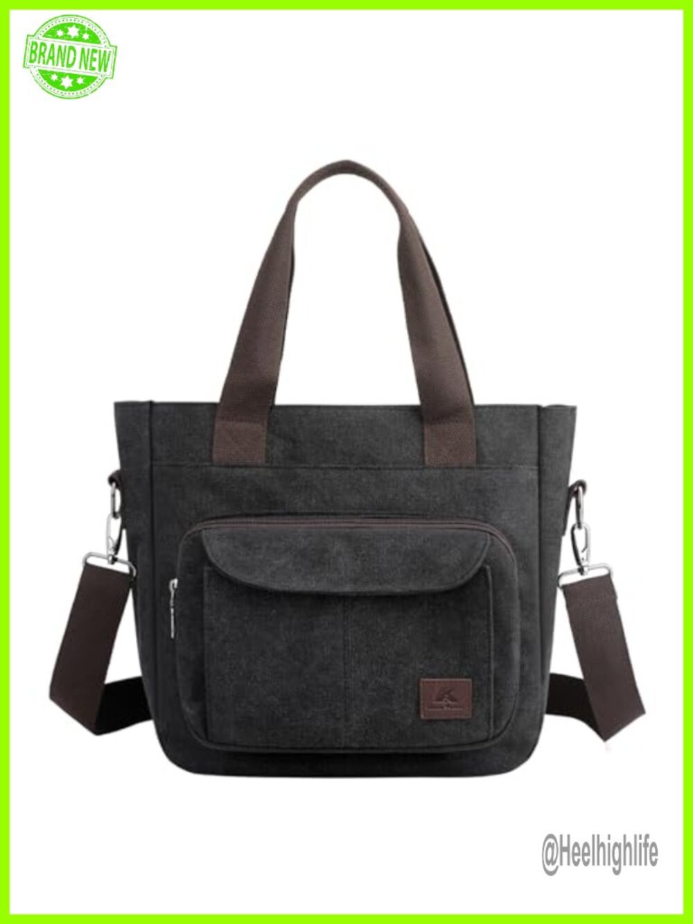 Canvas Tote Purse Crossbody Bag Multi-Pocket Top Handle Work Bag